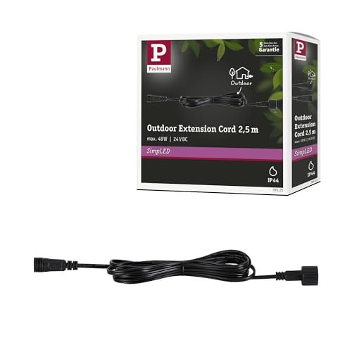 Paulmann SimpLED verlengkabel voor outdoor LED strips, IP44, 2,5 m, DC 24 V, zwart