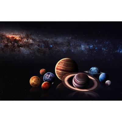 Fototapete PAPERMOON "PLANETEN-ERDE GALAXIE MILCH STRAßE WELTALL UNIVERSUM", bunt, B:4,5m L:2,8m, Vlies, Tapeten
