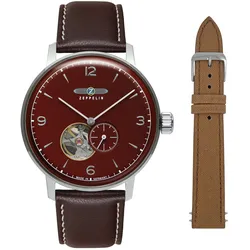 Automatikuhr ZEPPELIN "LZ 129 Hindenburg", braun (dunkelbraun), Armbanduhren, Herren, Automatikuhr, Armbanduhr, Herrenuhr, Made in Germany, Mechanische Uhr
