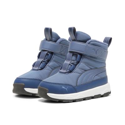 Winterboots PUMA "EVOLVE BOOT AC+ INF", Kinder, Gr. 20, Textil, blau (inky blau, persian blau, puma weiß), Schuhe Winterboots, knöchelhohe Form, elastische Schnürsenkel, Klettverschluss