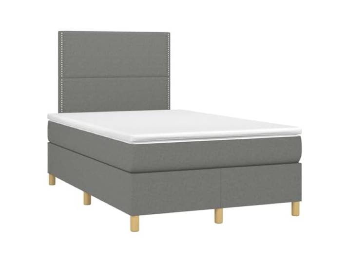 KKgypkn Boxspringbett mit Taschenfederkernmatratze 120x190 cm, Stoff dunkelgrau, höhenverstellbares Kopfteil, mittelharte Unterstützung, atmungsaktiv und langlebig