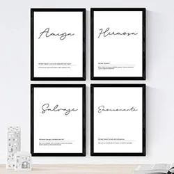 POSTER Set mit 4 schwarzweiß Definitionen von Schwester A4 Rahmenlos