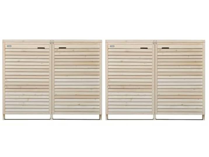 Fairpreis-design Mülltonnenbox Mülltonnenverkleidung Holz 240L Natur inkl. Rückwand vormontiert Müllcontainer Mülltonnenschrank Mülltonne Adria (4 Tonnen)