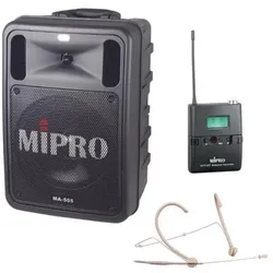Mipro MA-505R2 mit Taschensender mit Headsetmikrofon (Aktiv), PA Lautsprecher, Schwarz