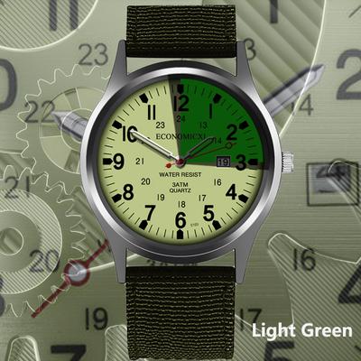 Perfect Picks Market Luminous Hands Military Quartz Watch For Men Casual Nylon Sports Wristwatch light Green
