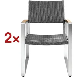 Garden Pleasure 2-tlg. Gartenstuhl-Set mit Armlehnen »Ava« grau, 56x84 cm