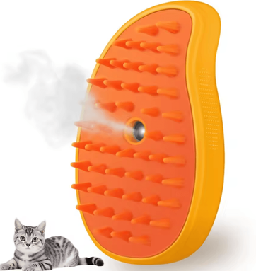 Inspire Curations SteamGlow 3 in 1 Pet Grooming & Massage Brush mango Yellow