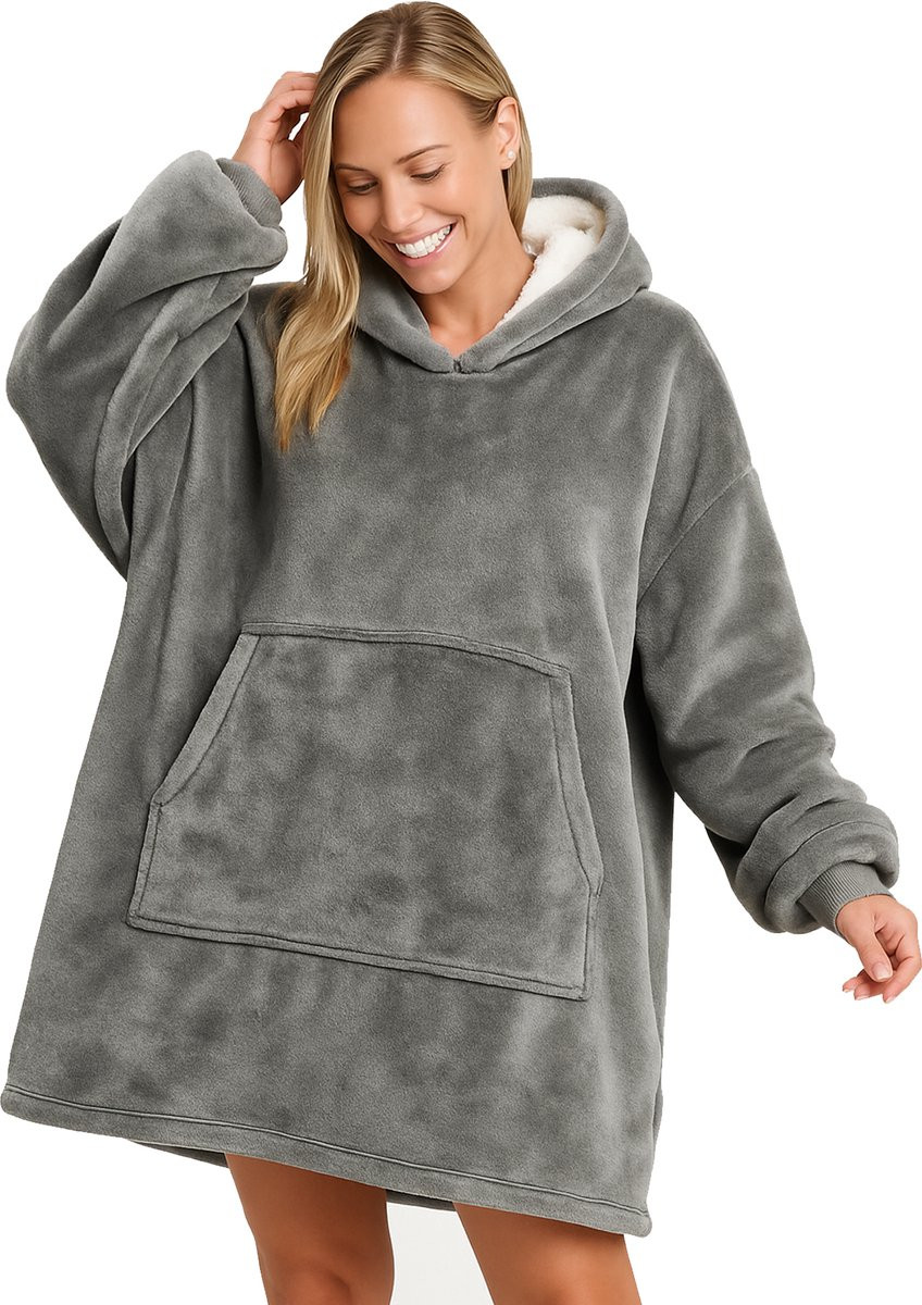 Travelhawk Unisex Snuggle Hoodie Deken - Fleece Hoodie Blanket - Donkergrijs