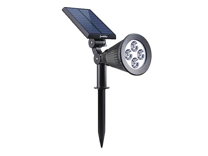 Lumisky Spot solaire projecteur 2 en 1 à piquer ou à fixer dimmable LED blanc SPIKY W34 H42cm