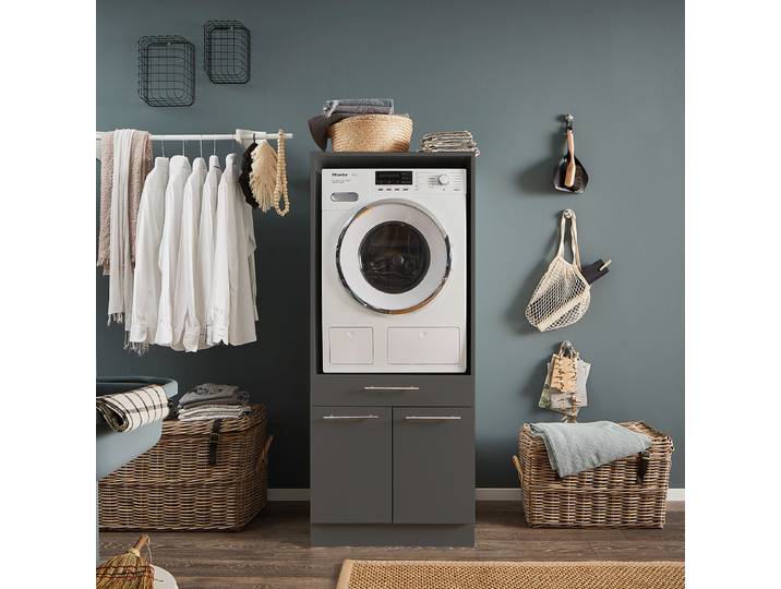 Armoire pour lave-linge B 68cm Noir/Anthracite