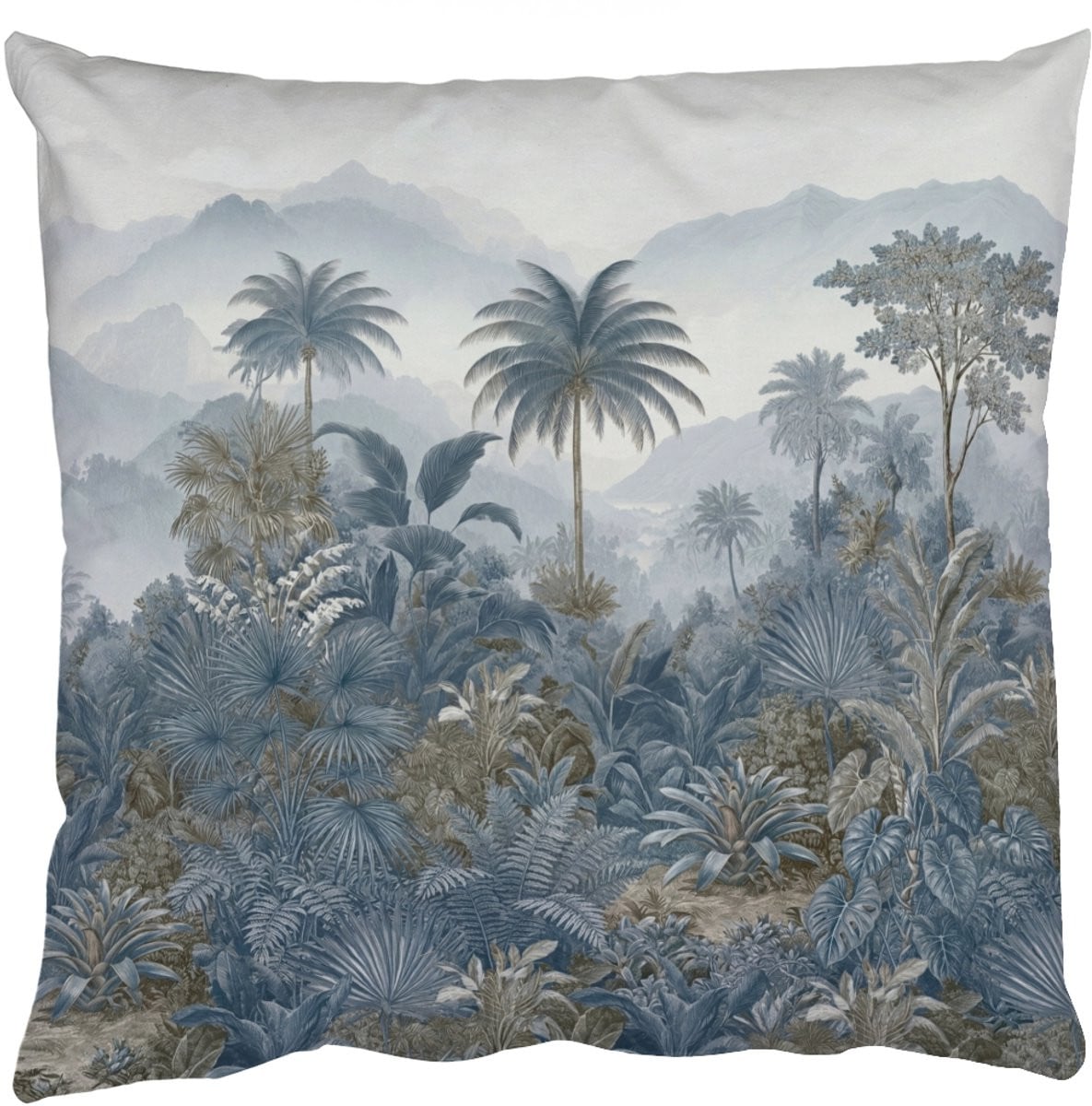 PillowMonkey Sierenkussen Jungle Landschap Blauw 60x60 cm