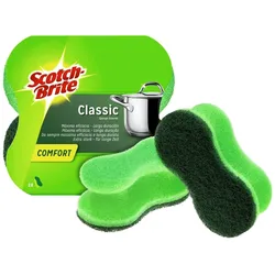 3M Scotch-Brite Classic Komfort-Reinigungsschwamm extra stark CLCNS2, grün-grün, 2 Stück
