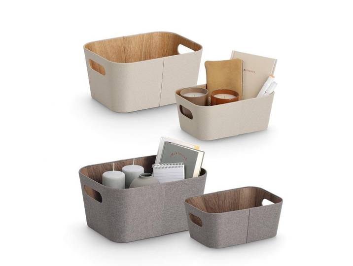 AUFBEWAHRUNGSBOXEN-SET Polyester/Pappe, Braun/Beige