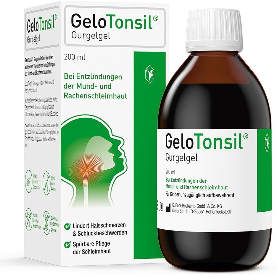 GeloTonsil Gurgelgel lindert Halsschmerzen & Schluckbeschwerden 200ml