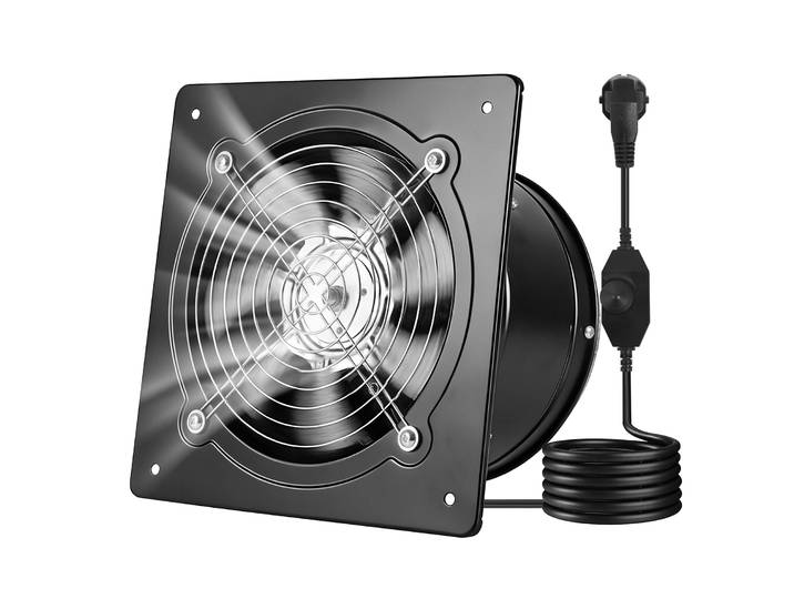 Vevor Ventilateur Extraction Mural 20\,3 Cm Ventilateur Extracteur 980 M³/h Extracteur Deair Pour Grenier\, Garage\, Sous-sol\, Atelier\, Cuisine\, Faible Consommation 48 W\, Avec Variateur De Vitesse\, Noir