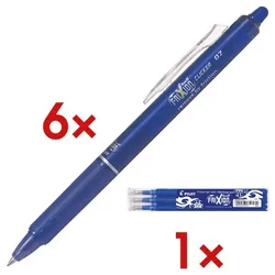 Pilot 6x Tintenroller »FriXion Clicker 0.7« inkl. 3er-Pack Tintenrollerminen »Frixion« blau