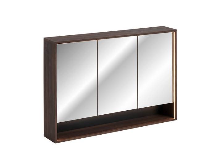 Miroir Armoire Murale 3 Portes 120cm Moka Bois Foncé