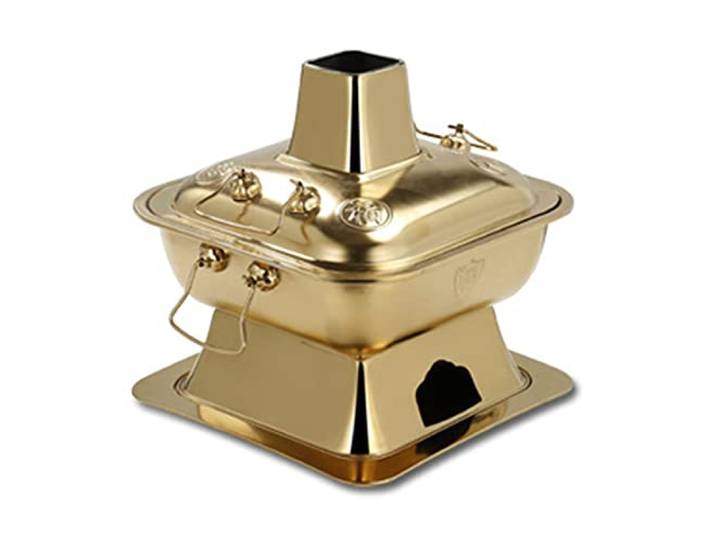 Kupfer-Hotpot, Kupfer Hot Pot, Vintage Shabu Topf(Gold,34cm)