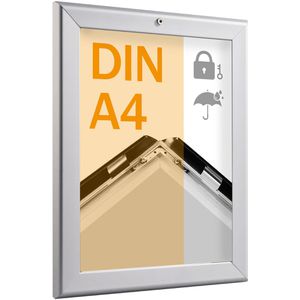 Sprintis Klapprahmen Security, 32 mm Profil, DIN A4, silber, Aluminium, wetterfest, abschließbar