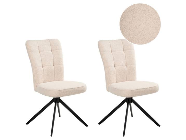 ESSZIMMERSTUHL 2er-Set drehbar Bouclé Hellbeige Ryan