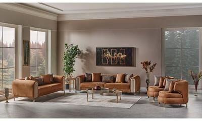 Furnia Brooks 3 Pieces Living Room Sets 2 Sofa 1 Chair