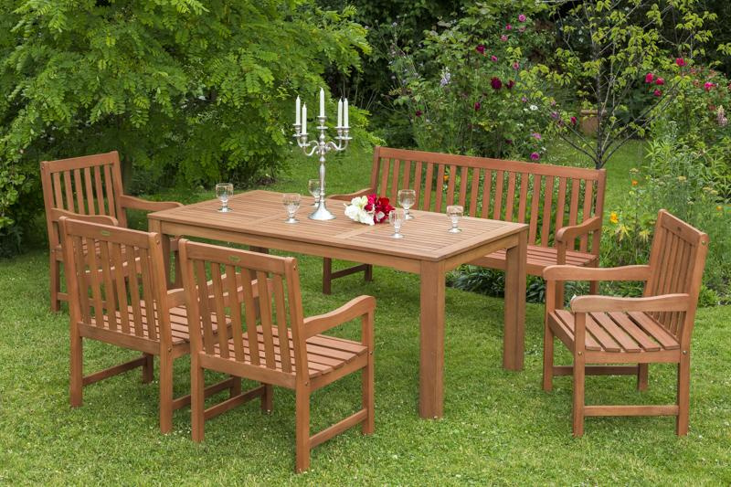 MERXXHANDELS Santos Set 6tlg 4 Sessel 3er Bank Tisch 170x90cm 09223685
