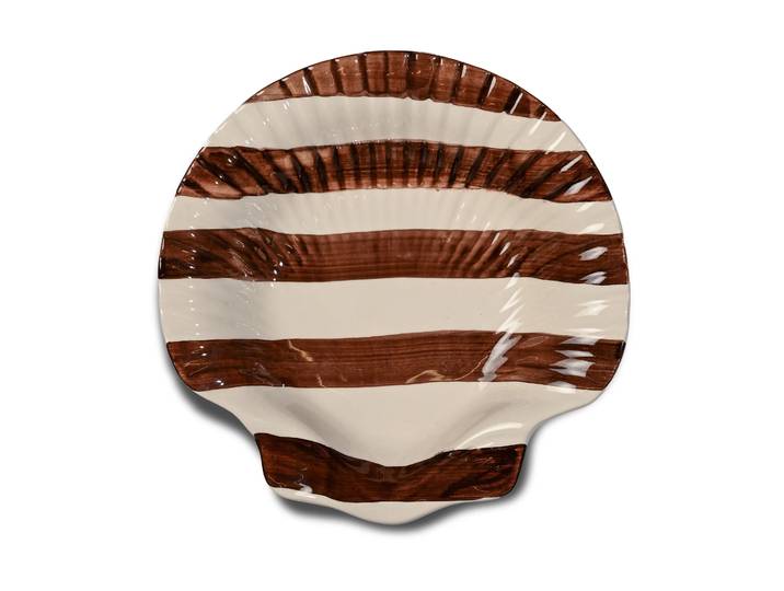 Byon Assiette Armona stripe 23,5x23,5 cm Brun foncé-blanc