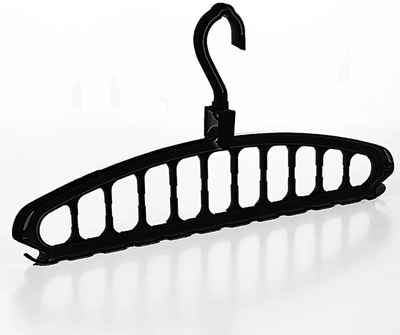 Inspire Essentials SpaceMax Folding Multi Hole Clothes Hanger And Wardrobe Organizer For Space Saving Storage black