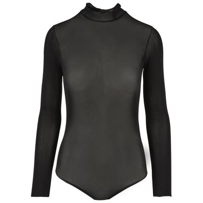 Body URBAN CLASSICS "Urban Classics Damen Ladies Mesh Turtleneck Body", Damen, Gr. 4XL, US-Größen, schwarz, 94% Polyamid, 6% Elasthan, Bodys Body