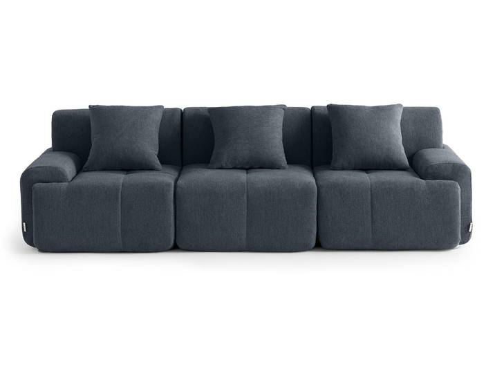 MILYSOFA SOFAMOUS 3-Sitzer Modulsofa, gerade Form, Chenille-Stoff, blaugrau