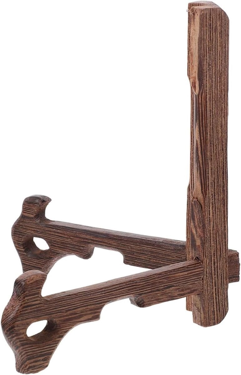 Houten bordenstandaard Bruin - Fotolijst houder voor decoratie - 12,6 cm