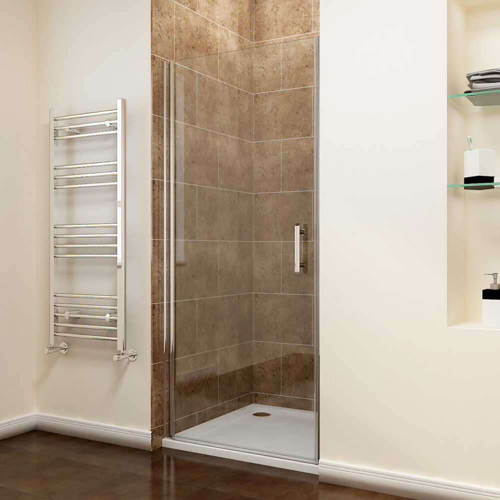 Belfry Bathroom Arnot 900mm - 900mm W x 1850mm H Hinged Frameless Shower Door with Clear Glass Chrome 185cm H x 76cm W