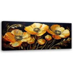 WANDBILD feldmohn goldene blüten