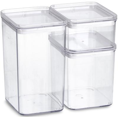 Vorratsdose ZELLER PRESENT, transparent, Kunststoff, Silikon, Lebensmittelaufbewahrungsbehälter, Vorratsdose, 3-teilig, stapelbar