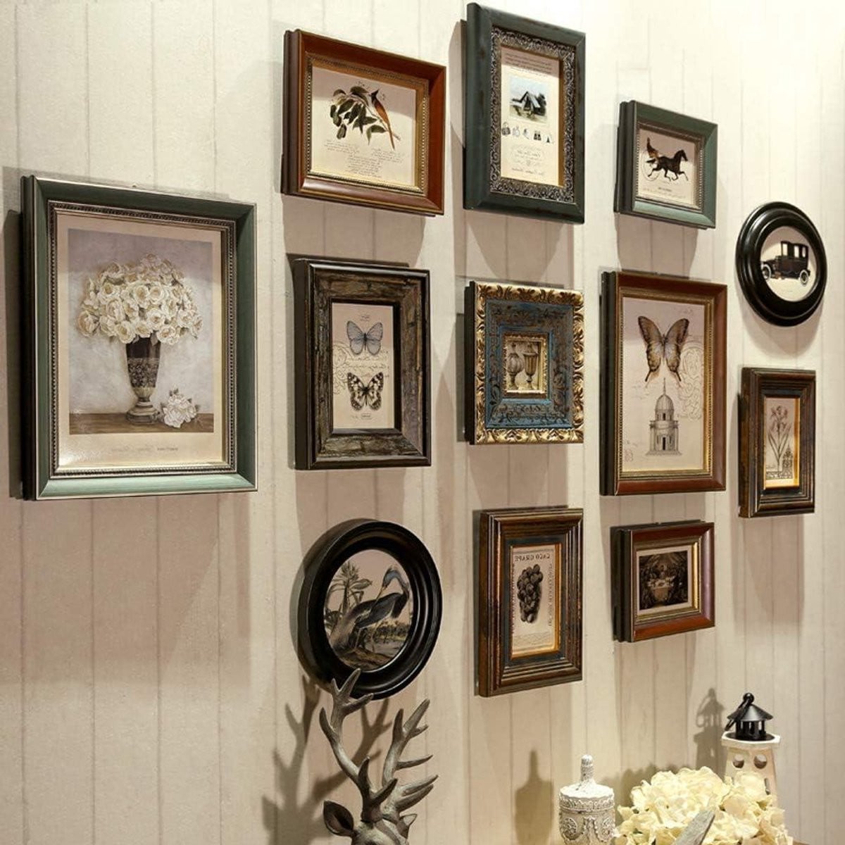 Set van 12 collage fotolijsten voor wanddecoratie inclusief ophangsjabloon