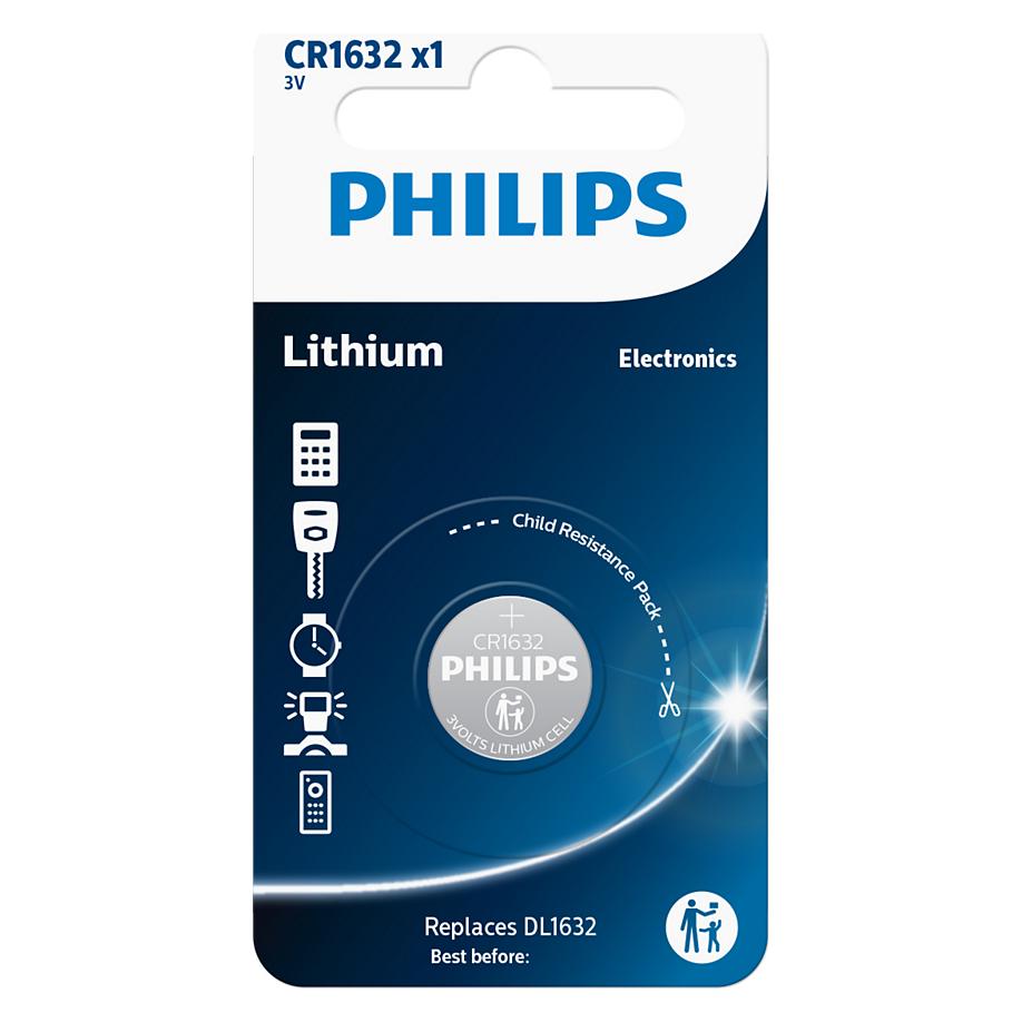 Philips Akku CR1632/00B (1 Stk., CR1632, 120 mAh) (CR1632/00B)