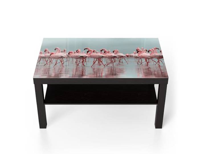 DEQORI Glastisch schwarz groß 90x50 cm Motiv Rosa Reflexion ausgefallener Beistelltisch aus Glas Hochglanz Couchtisch fürs Wohnzimmer moderner Couch Tisch mit Design