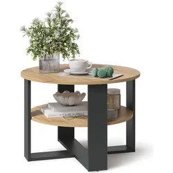 Vicco, Couchtisch + Beistelltisch, Couchtisch Romeo, Anthrazit/Artisan-Eiche, 68 x 68 cm (68 x 68 x 47 cm)