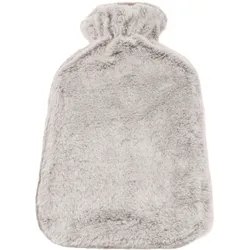 Wärmflasche mit Plüsch-Bezug – 1.6L Füllmenge – beige Bettflasche für gemütliche Stunden & Schmerzlinderung bei Muskel- & Bauchschmerzen