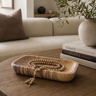 Gild Aegean - Rainbow Sandstone Decorative Bowl - Centerpiece Accent