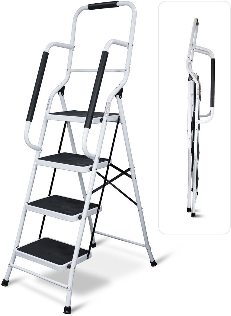 WFX Utility 4 - Step Metal Folding Step Ladder White 9,540.25cm H