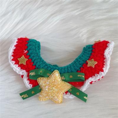 Inspire Select Christmas Pet Collar Scarf Lace Knitted Wool Neckwear For Cats & Dogs, Festive Holiday Accessory star Collar s