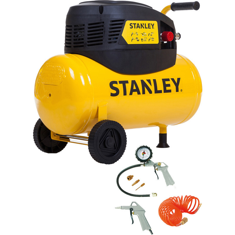Stanley Compressor D200/8/24 Geel met 6 accessoires en 24 liter tankinhoud