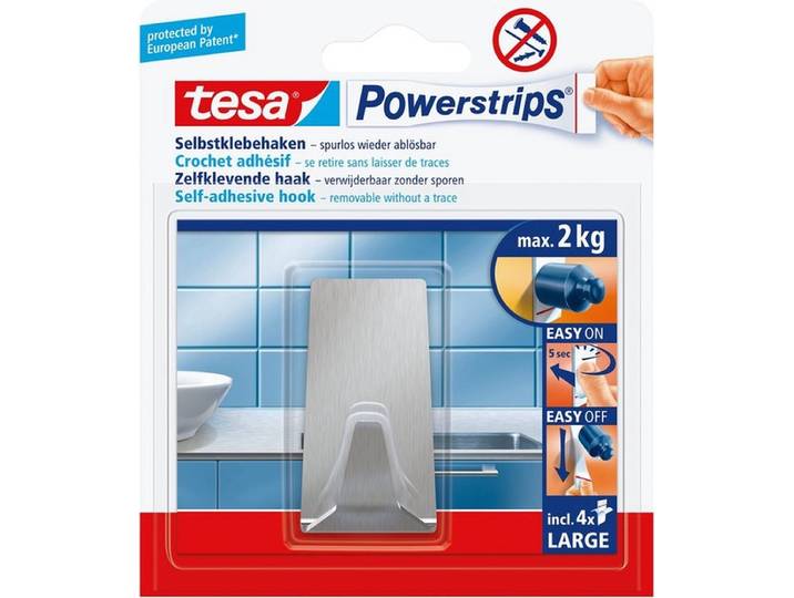 tesa Powerstrips® haak L metaal rechthoekig