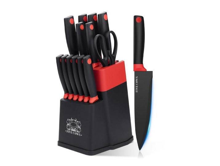 LuxusKollektion Messer-Set Messerblock Set 14tlg Rot Selbstschärfend