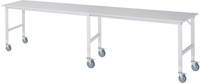Rau Table de travail mobile (HV) Tom (6 LR), L4000xP800xH910-1230mm, Plateau M-22mm (06-625M80-40-6LF.12)