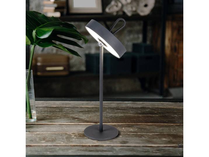 Näve LED-Akku-Tischleuchte Ella, magnetisch, grau dimmbar, alu / grau / zink, für Wohn- / Esszimmer, Metall, Skandinavisch