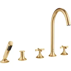 Dornbracht Vaia Wannen-Fünfloch-Armatur 27522809-28 für Wannenrandmontage, mit Umstellung, messing gebürstet
