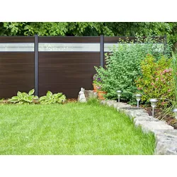 KAHRS Solid BPC-Zaunset, Walnuss, Glaseinsatz 30 cm, 1,9x180x180 cm, ohne Pfosten