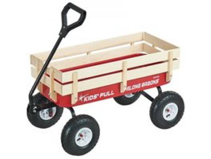 VEVOR Handwagen für Kinder, 102 cm Bollerwagen, Transportwagen mit Schiebestange, aus Holz & Metal, max. 150 kg tragbar, ideal für Kinder ab 5 Jahren, Garten, Ausflüge & Strand, Farbe Rot & Schwarz